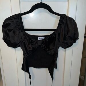 Princess Polly satin black crop top